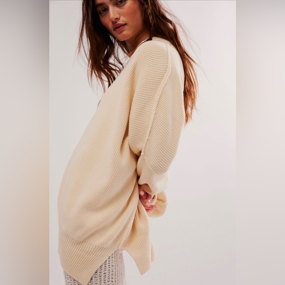Free People Easy Street Tunic Sweater Cream XS NWT - Picture 2 of 6